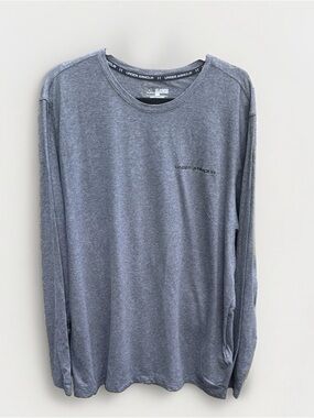 Under Armour HeatGear Mens 2XL Long Sleeve Shirt Gray Loose Fit Training Tee